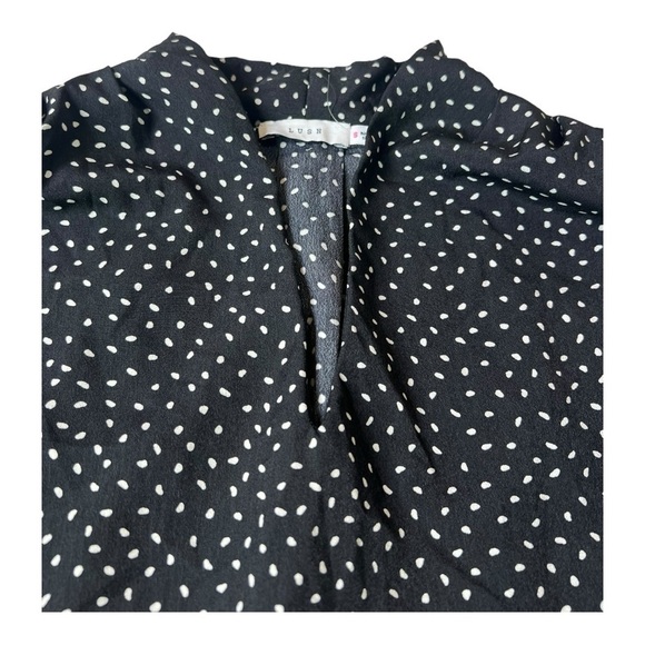 Boxy Black White Polka Dot Blouse Stand Up Collar by Lush‎ Womens Small NWOT - Picture 2 of 15